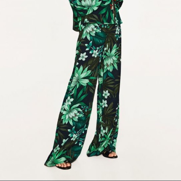 green floral pants